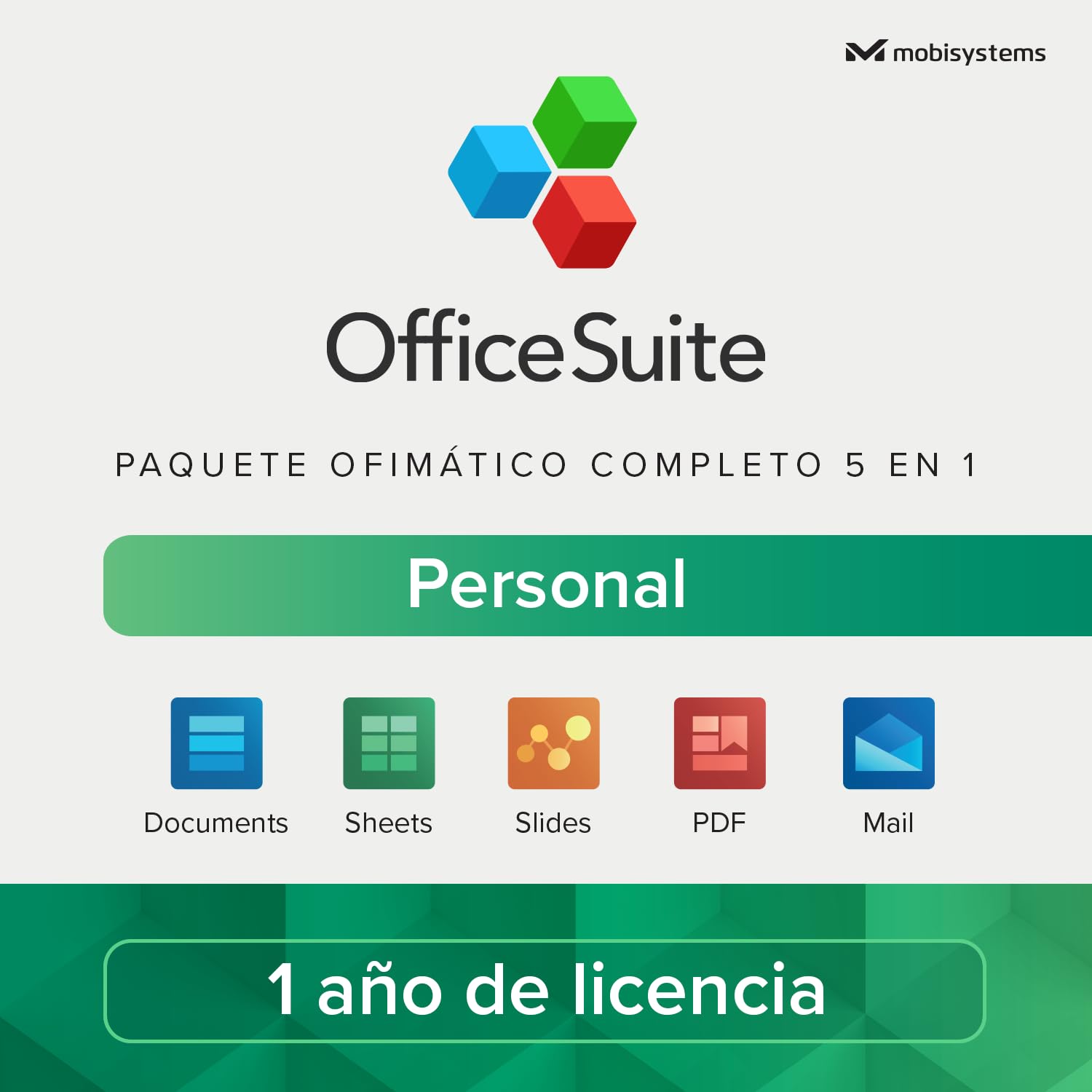 OfficeSuite Personal | 1 Año de Licencia | Documents, Sheets, Slides, PDF, Mail & Calendar para 1 Windows y 2 Dispositivos Móviles