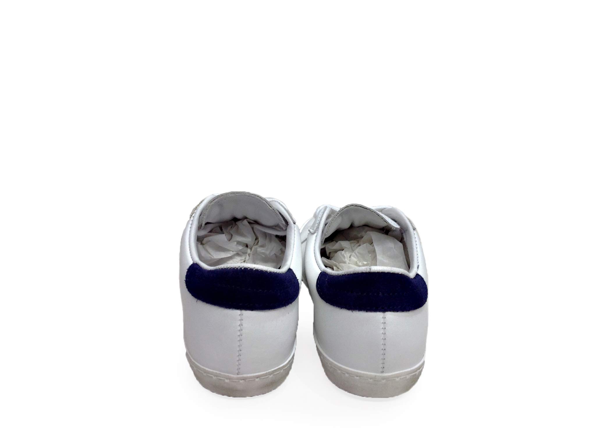 VIA CONDOTTI Scarpe Sneakers Basse Uomo Pelle Bianca Stella Nera Art Golf