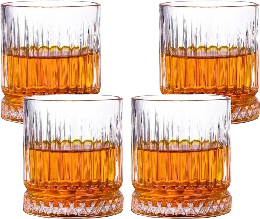 NAVACALA Crystal Whiskey Glasses, 320ml Set of 4 Lead Free Hand Blown Crystal, Perfect for Scotch, Bourbon, Manhattans, Old Fashioned's, Cocktails 320ml