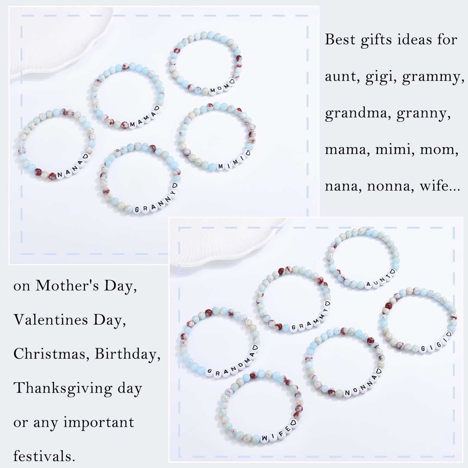 Mom Grandma Wife Aunt Nana Mama Gigi Mimi Grammy Granny Nonna Bracelet Jewelry Gifts for Women Adults on Mother's Day Valentines Christmas Birthday Easter Thanksgiving - Image 5