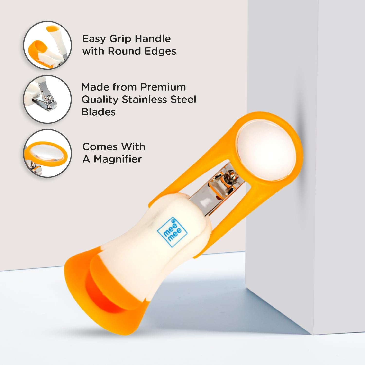 Mee Mee Gentle Nail Clipper with Magnifier (White/Orange) - Image 5 thumbnail