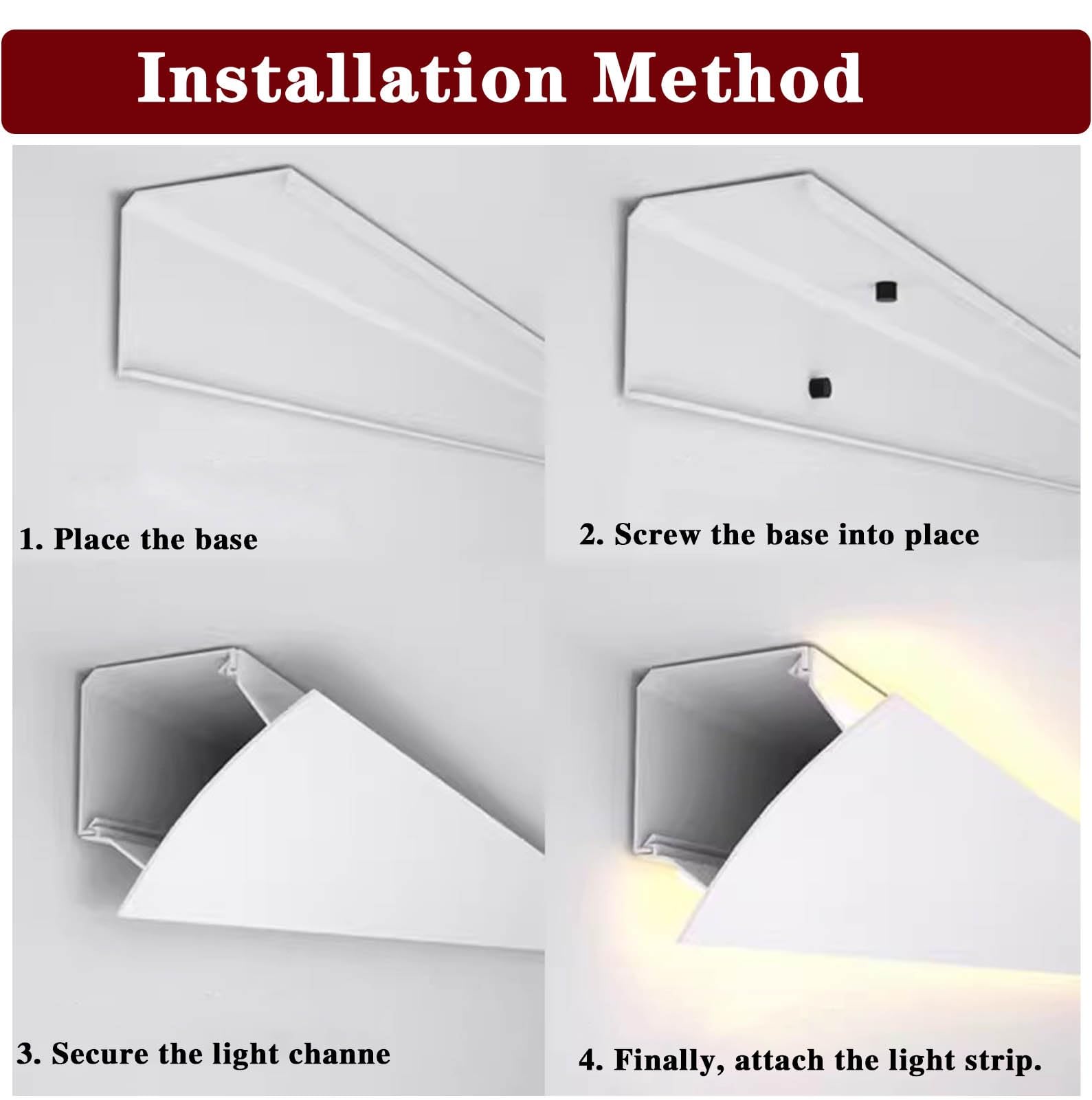 Profilo Angolare LED Cornice per Illuminazione Indiretta z Parete e Soffitto, Diffusore per Strisce LED, Cornice Decorativa a Doppio Profilo, con Raccordo Angolare(5ft(1.5 m))