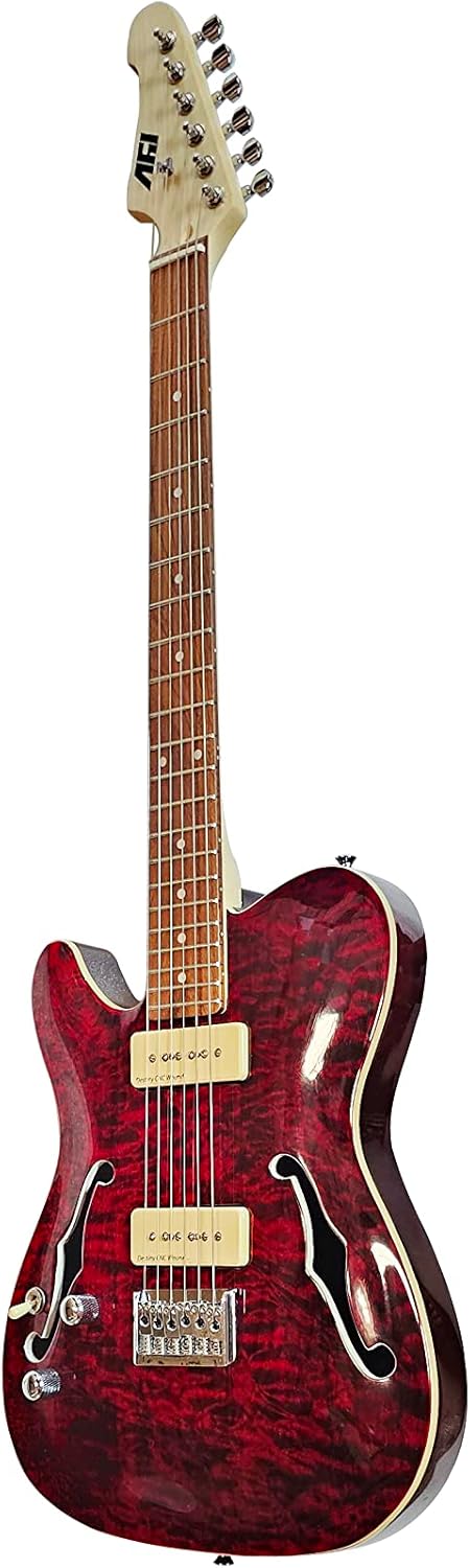 IYV ITF-450 LH, Solid Top Semi Hollow Body Electric Guitar, Trans Red, Left hand