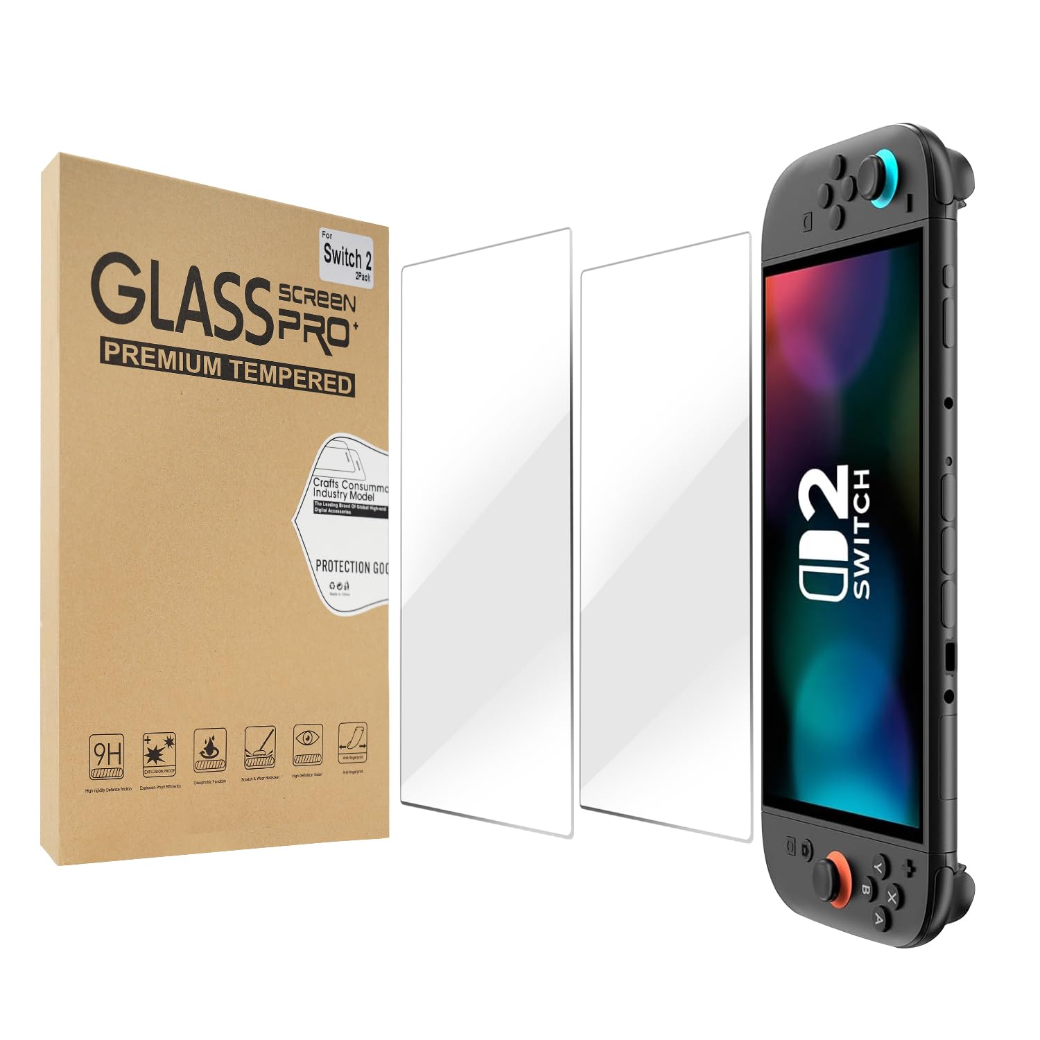 sarlar 2 Pack Screen Protector for Nintendo Switch 2 2025 7 9 inch Tempered Glass Film Easy Installation