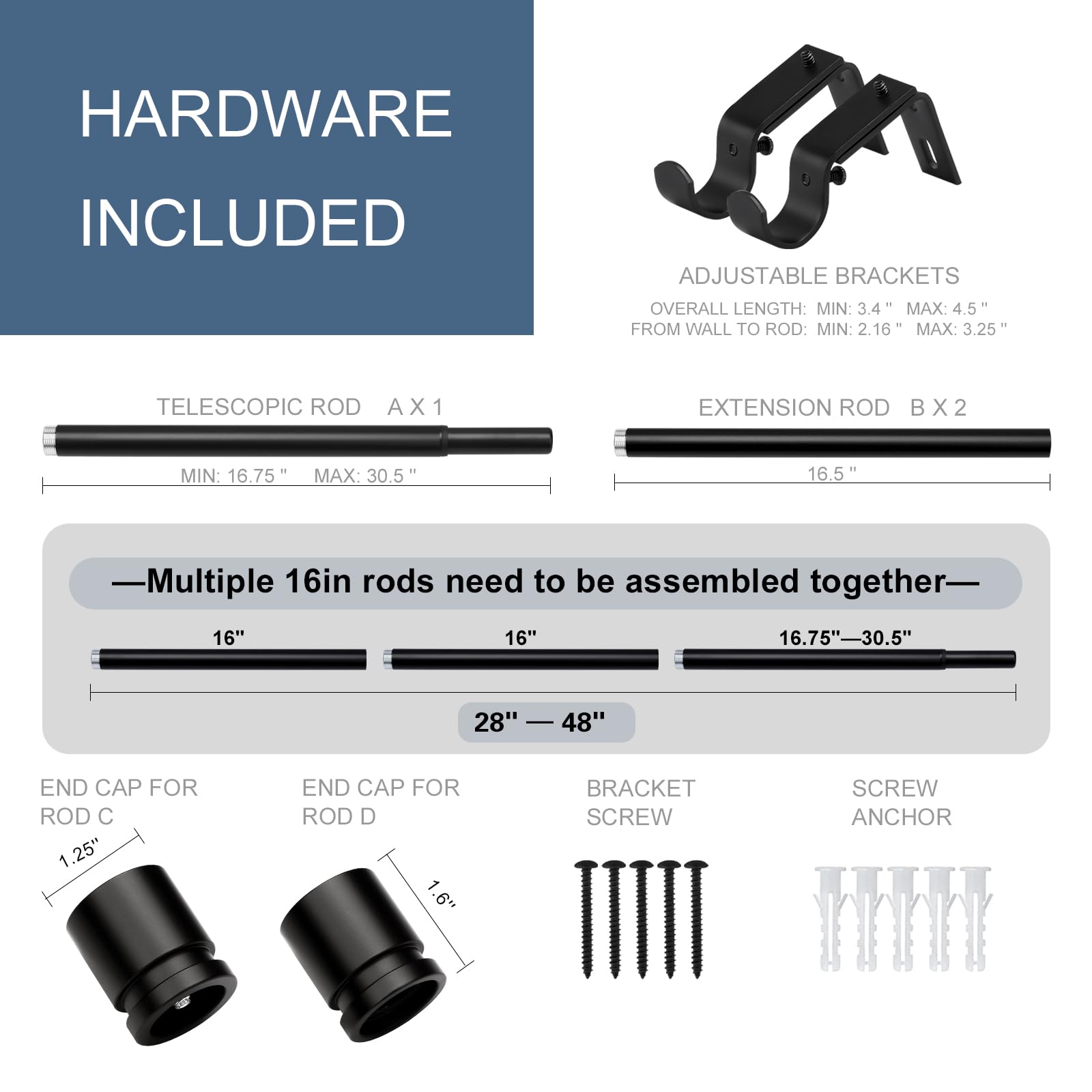 Byondeth Curtain Rods - Adjustable, Heavy Duty & Stylish -2