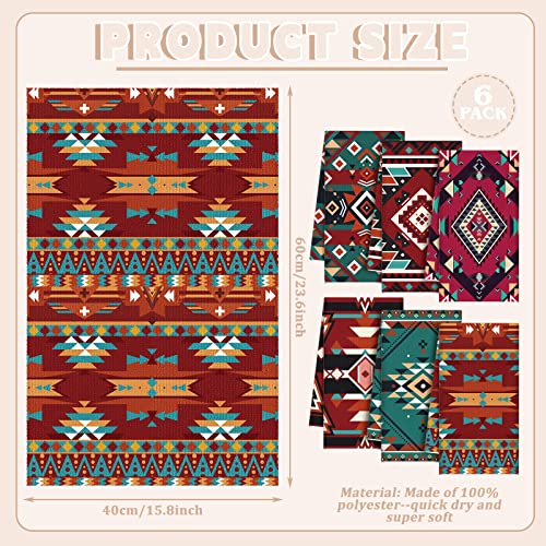 Redbaker 6 Pcs Southwestern Kitchen Towels Boho Aztec Theme Dish Towel Native American Hand Towels Decorative Tea Towels For Absorbent Kitchen Decor With Hanging Loop For Room Home Housewarming Gift #TOP1