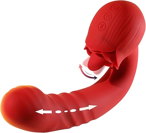 Juguetes sexuales de 6 pulgadas con rosas para adultos, vibrador para lamer el clítoris, vibrador para lamer el clítoris, 10 vibraciones de empuje,