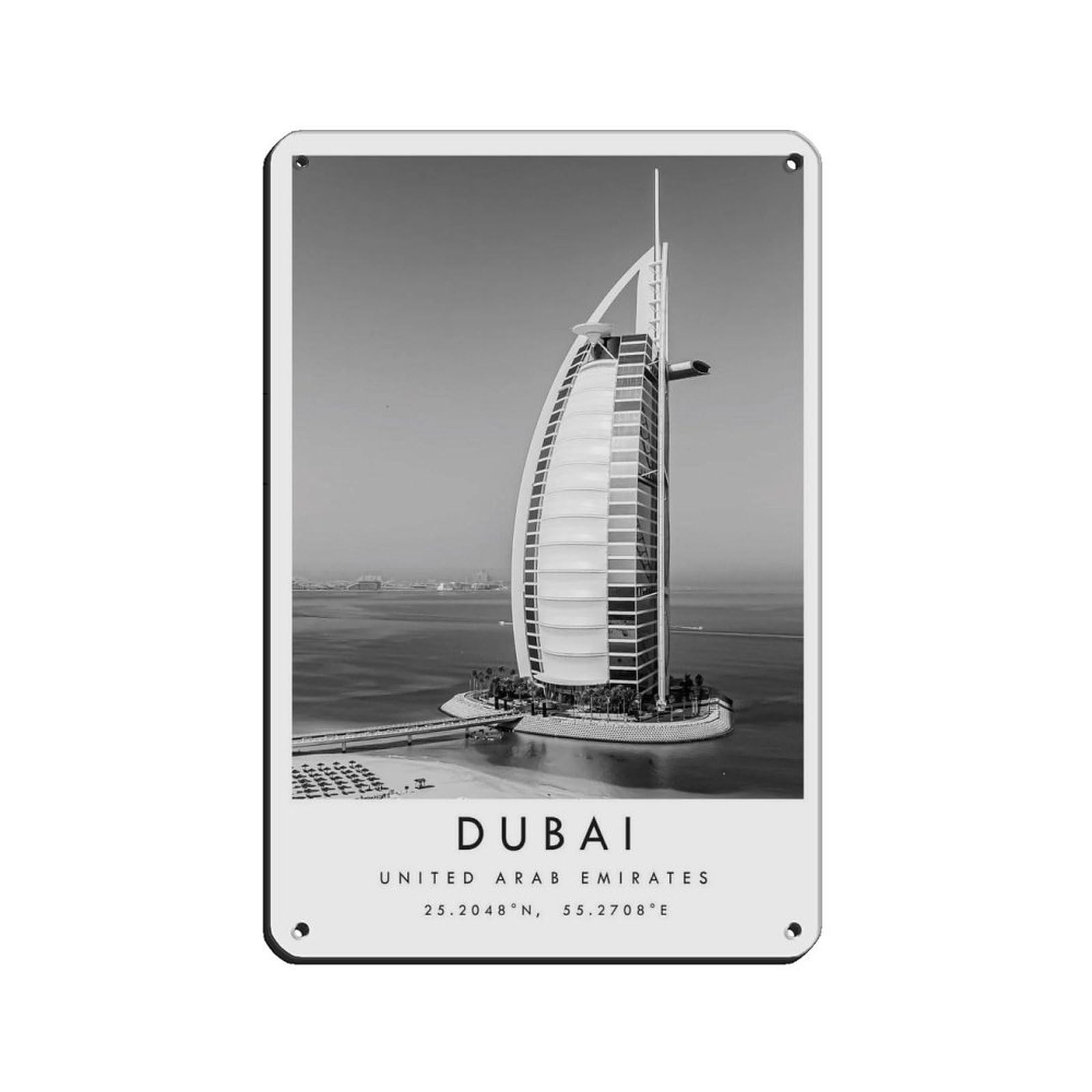 Dubai Travel, Dubai Poster (2) Retro Poster Metal Tin Sign Chic Art Retro Iron Painting Bar People Cave Cafe Family Garage Poster Wall Decoration 8x12inch(20x30cm)