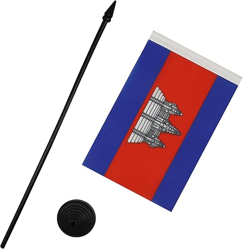 Miniatura 323 de Bandera de la bandera del Líbano de AZ, 3.9 x 5.9 in, bandera de escritorio libanesa, 5.9 x 3.9 in, barra y base de plástico negro