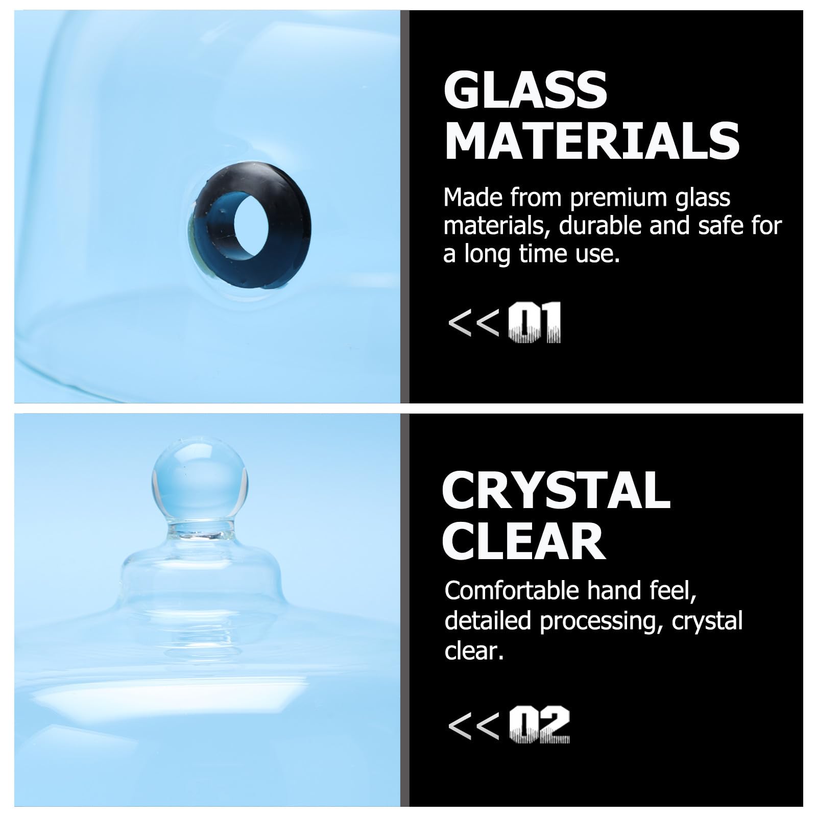 Cloche en Verre Alimentaire Transparente L, Dôme 30 Cm pour Gâteau, Couvercle Alimentaire Sécurisé pour Restaurant et Présentation Pâtisserie