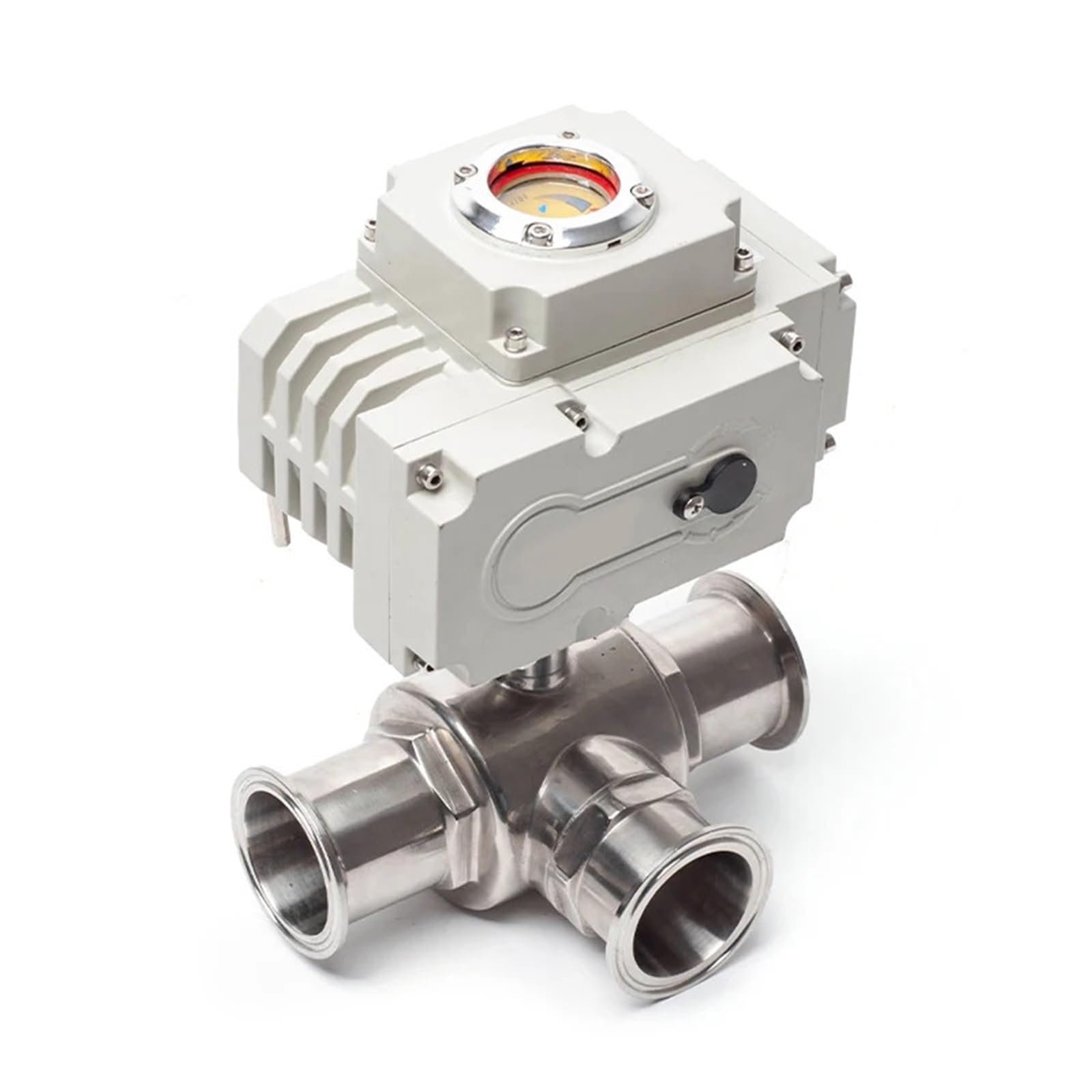 32mm 3 Way Platform Motorized Ball Valve Stainless Steel Q911F-16P Sanitary Tri Clamp Ferrule Type Electric(L TYPE-12VDC)