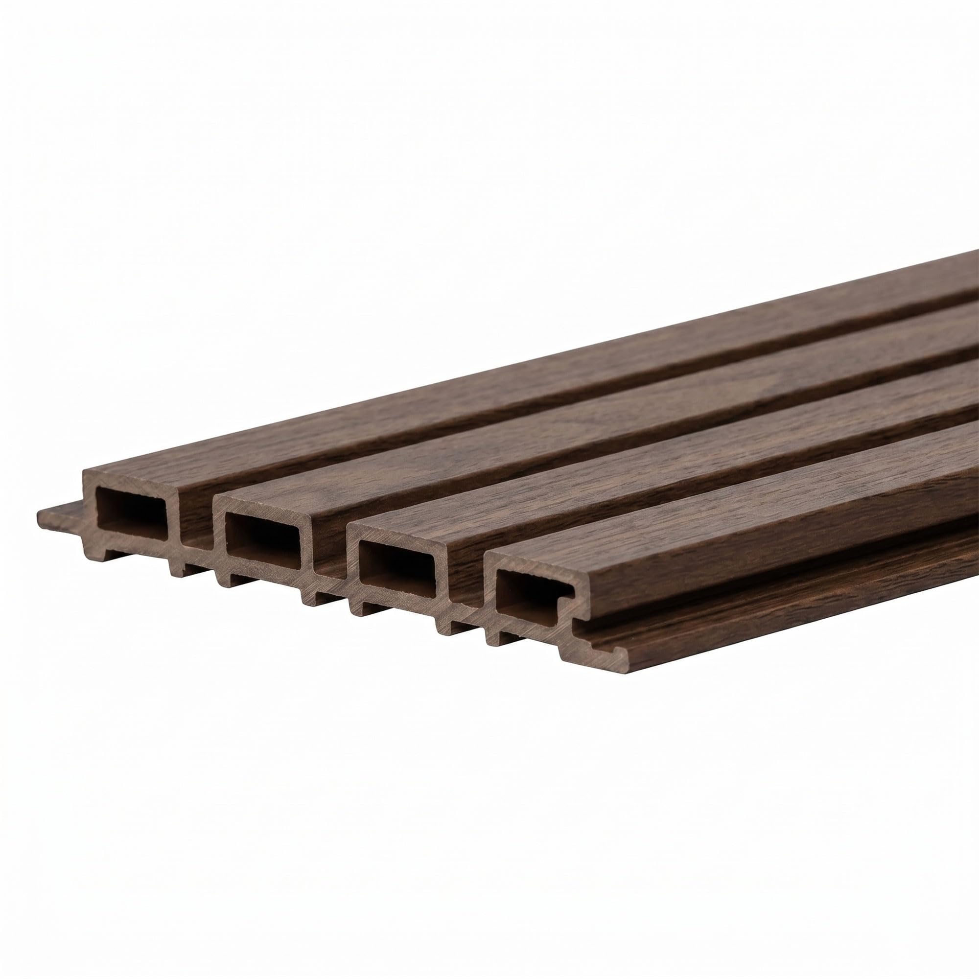 FRANKYSTAR® Chopin – Juego de 6 paneles acústicos decorativos para interior y exterior, de WPC, Walnut (18 x 235 x 2,1 cm)