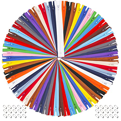 EuTengHao 100 Stück Nylon Reißverschlüsse, 20 cm, Nähzubehör mit Reißverschluss-Nähfuß für Kleidung, Taschen, Handwerk (20 Farben) Cover