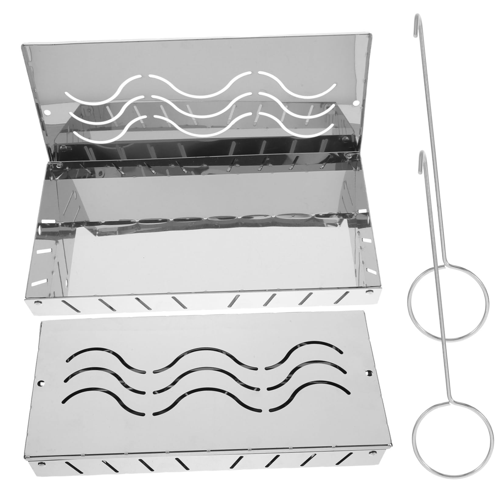 Scatole da Affumicatura per Barbecue 2 Pezzi in Acciaio Inox Argento | Compatibili con Trucioli di Legno, Uso su Griglia a Gas o Carbone, Formato Compatto per Cottura All’aperto