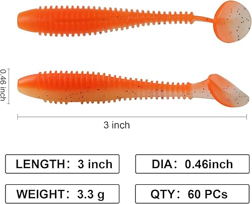 Miniatura 4 de Little - Cebos de baño de plástico suave, 7560 unidades, 2.53 pulgadas, señuelos de cola de paleta de cuerpo sólido completo con diámetro de 0.44