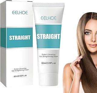 Creme alisador para cabelos cacheados, Creme de alisamento Silk & Gloss, Creme de alisamento capilar 60ml para cabelos cacheados, loção alisadora de colágeno de alisamento rápido nutritivo Liushui