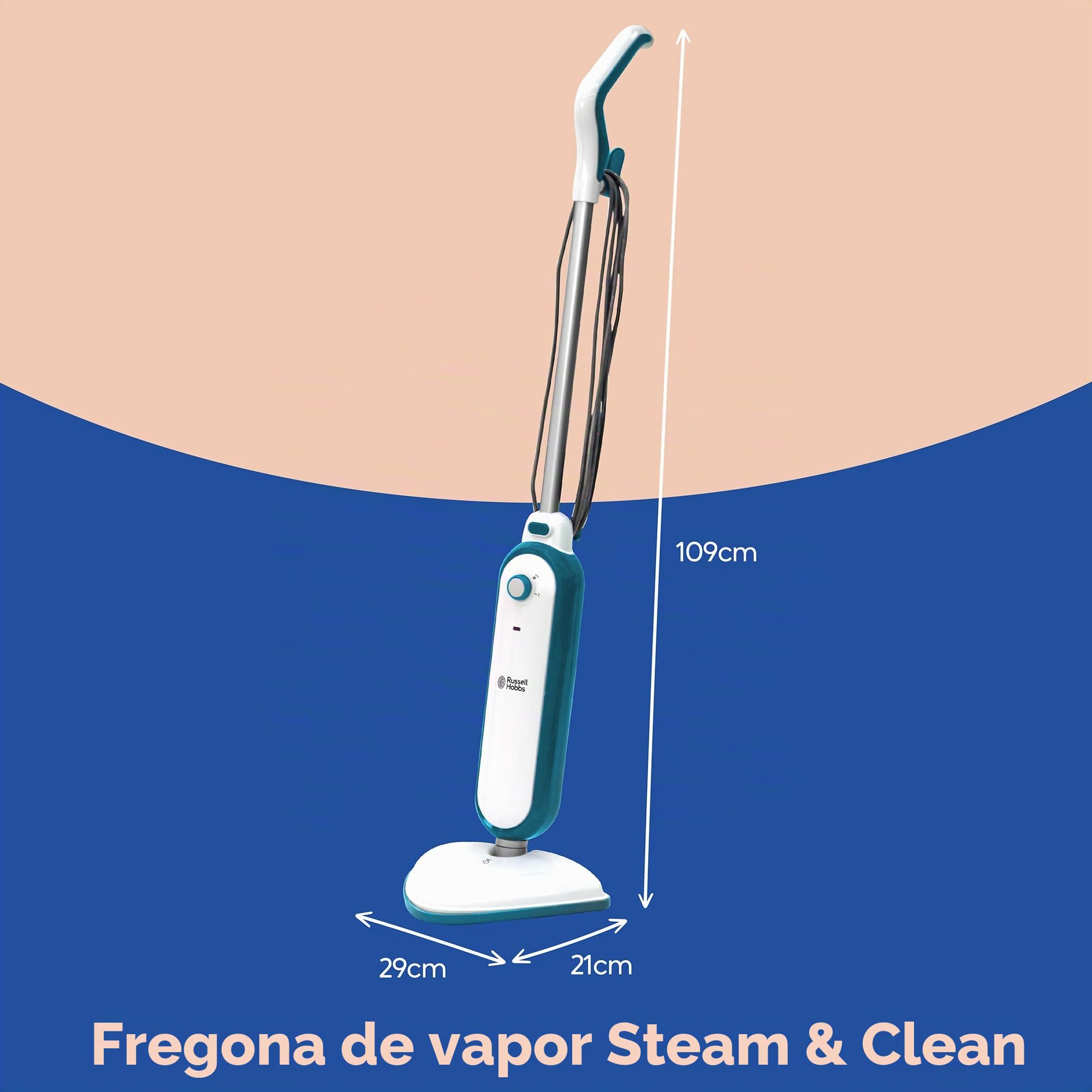 Russell Hobbs Mopa de vapor vertical, 1,4 kW, 380 ml, 30 seg, 15 min, suelos duros y azulejos