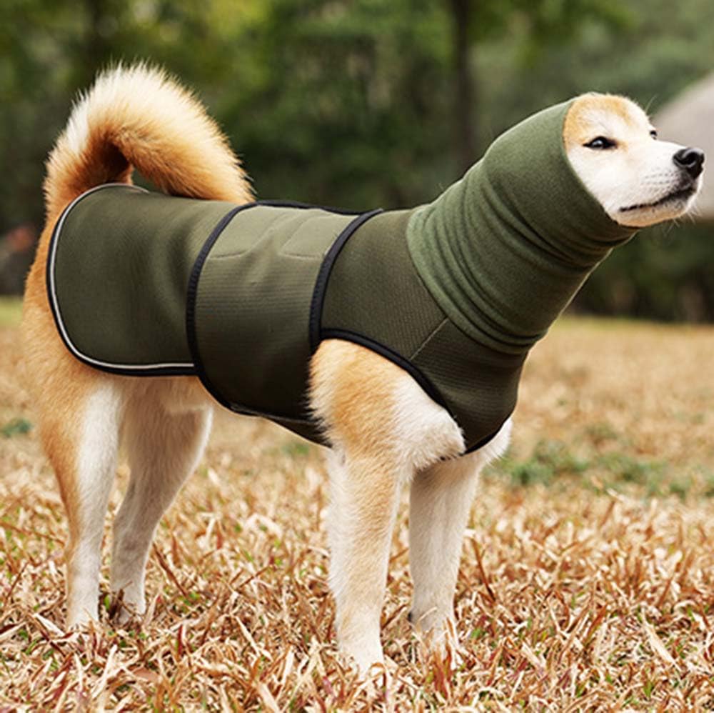 Cappotto per cani per alleviare l'ansia del cane, protezioni per le orecchie, calmante, giacca per cani con strisce riflettenti, dolcevita calmante per cani, per fuochi d'artificio, viaggi e