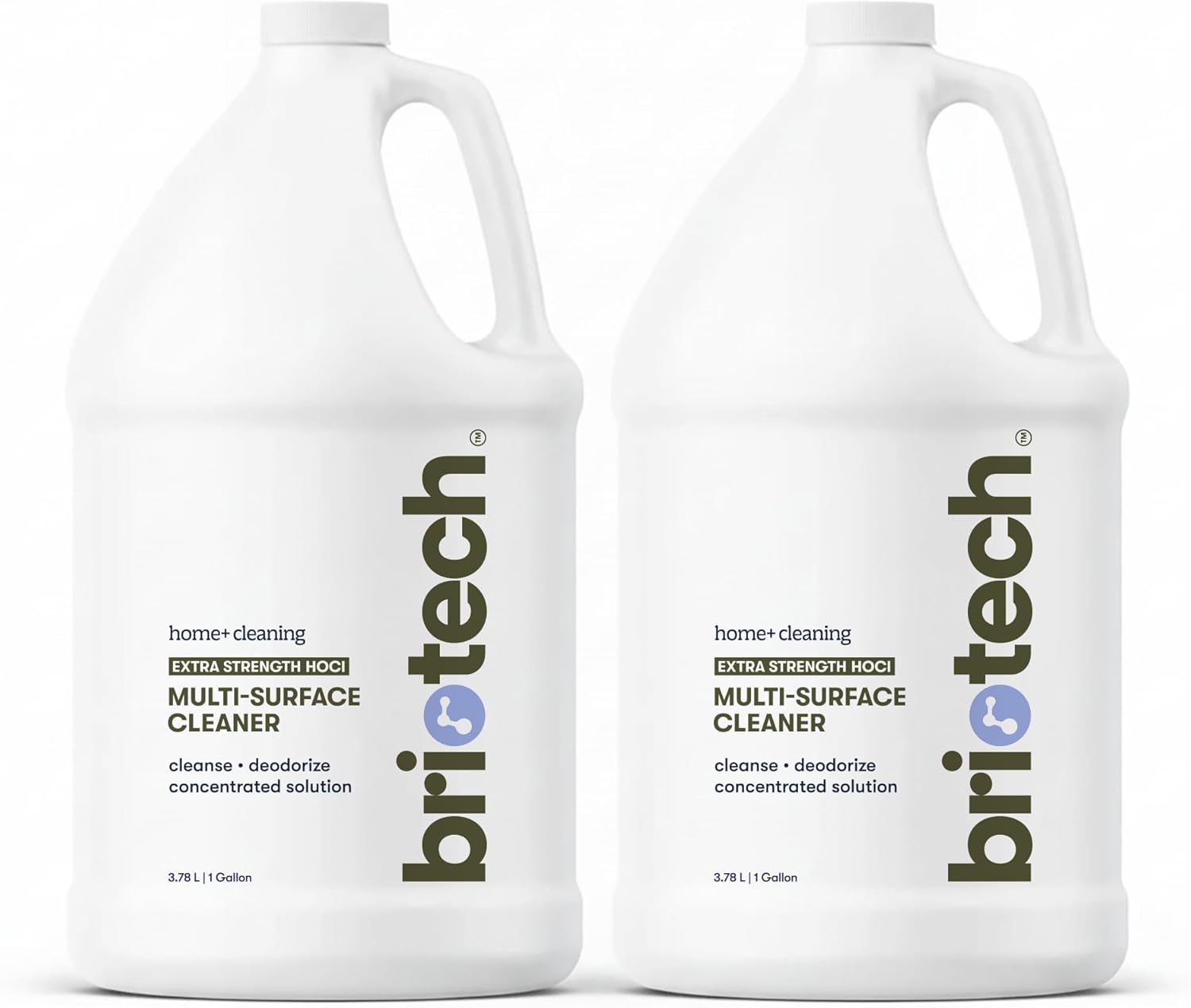 BRIOTECH Extra Strength HOCl Cleaner, 500 PPM Hypochlorous Acid Concentrate, ULV Foggers & Humidifiers, Professional Deodorizer for Dental, Offices, Schools, Homes, Peroxide Free, 1 Gallon (2 Pack)
