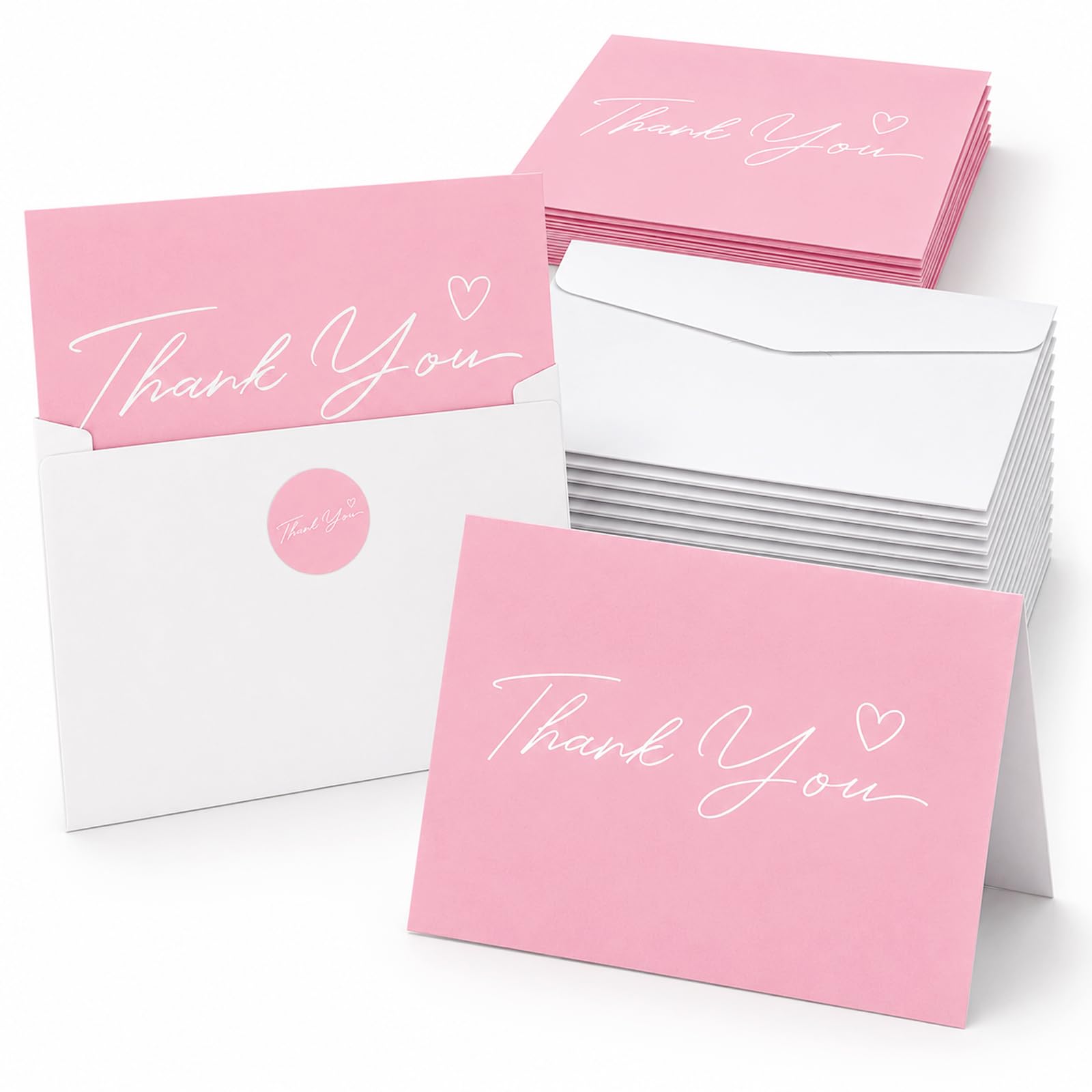 Thank You Cards with Envelopes, Thank You Cards Multipack (Pink)
