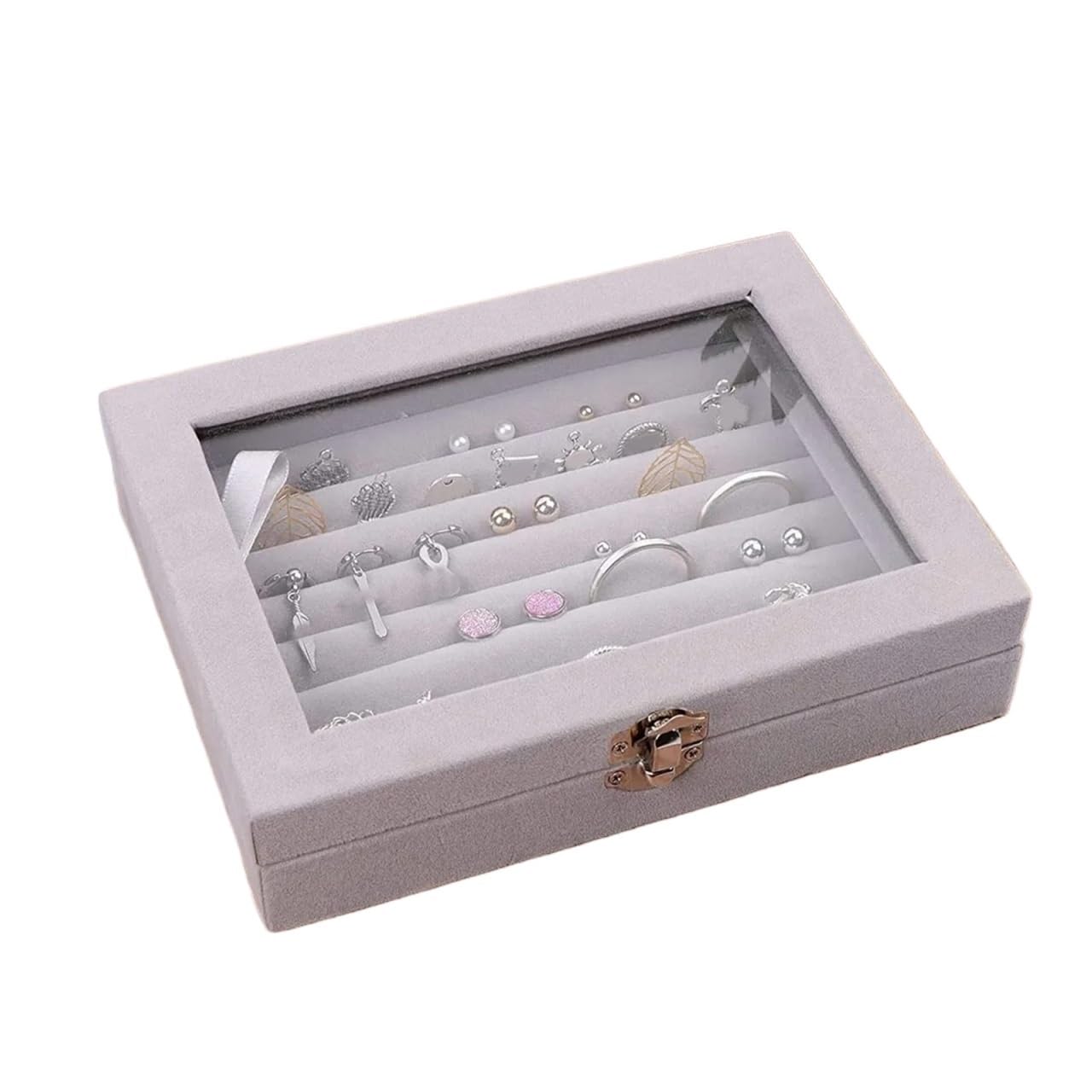 ZNJAMN 1pc,Ring Storage Box, Jewelry Tray With Transparent Lid, Earring And Display for Ring