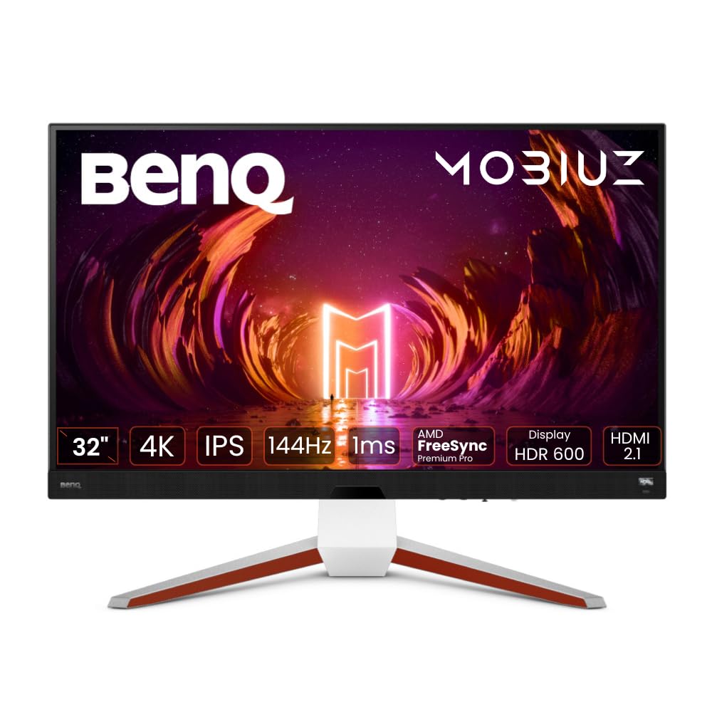 BenQMOBIUZ EX3210U 4K Gaming Monitor (32 inch, IPS, 144 Hz, 1ms, HDR 600, HDMI 2.1, 48 Gbps full bandwidth, VRR compatible for PS5, remote control)