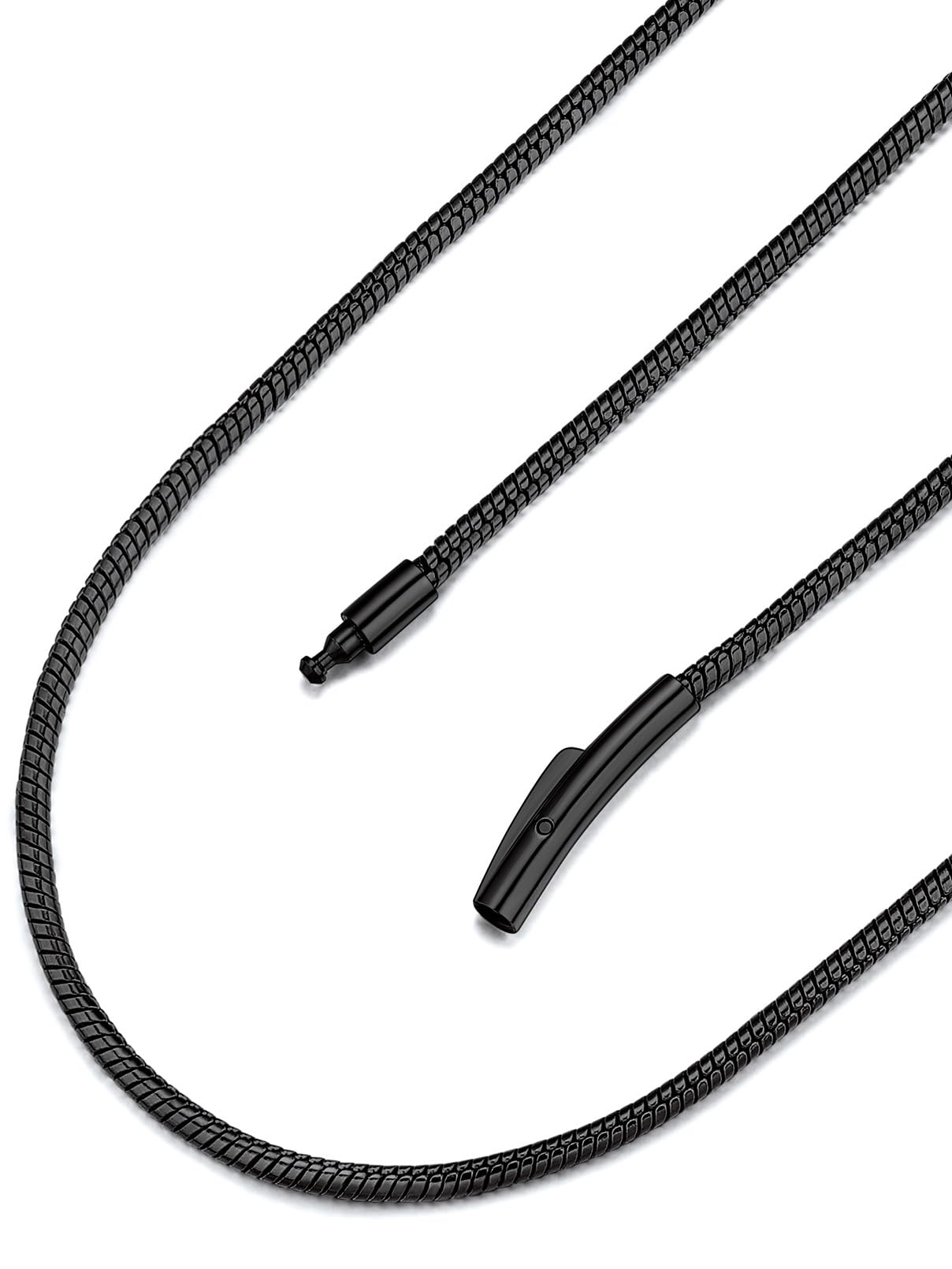 FaithHeart schwarz halskette 2mm breit 65cm lang Schlangenkette mit Geschenkebox Halskette ohne anhänger für jungen männer mädchen