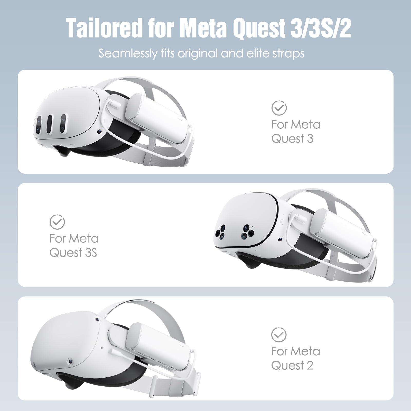 SUPERUS Battery Pack for Meta Quest 3/3S & Oculus Quest 2, 5000mAh, PD20W Fast Charging, Extra 2-3H Playtime, Compatible with Original & Elite Straps, Lightweight Portable Rechargeable VR Accessories — view 2
