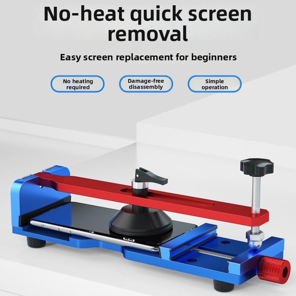 QP-1 Extractor de pantalla con ventosa, herramienta de reparación de aleación de aluminio para la separación de teléfonos móviles y pantallas, tornillos de tensión ajustables sin calefacción