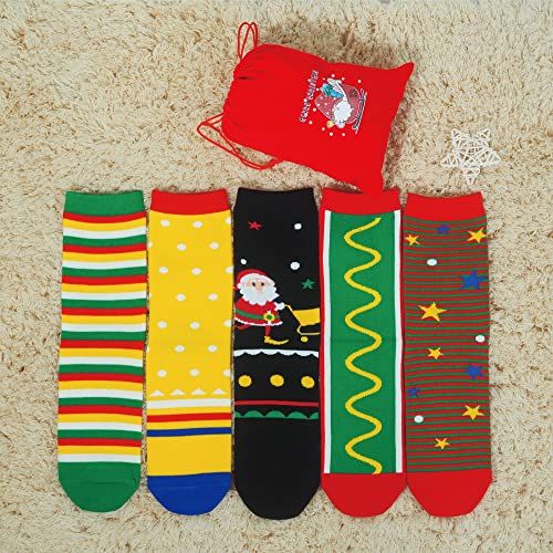 Jdq 5 Pairs Christmas Socks - Holiday Warm Soft Socks, Novelty, Colorful, Cute Crew Socks For Winter, Birthday Christmas Gift Girl Women- M (Novelty Series) #TOP6