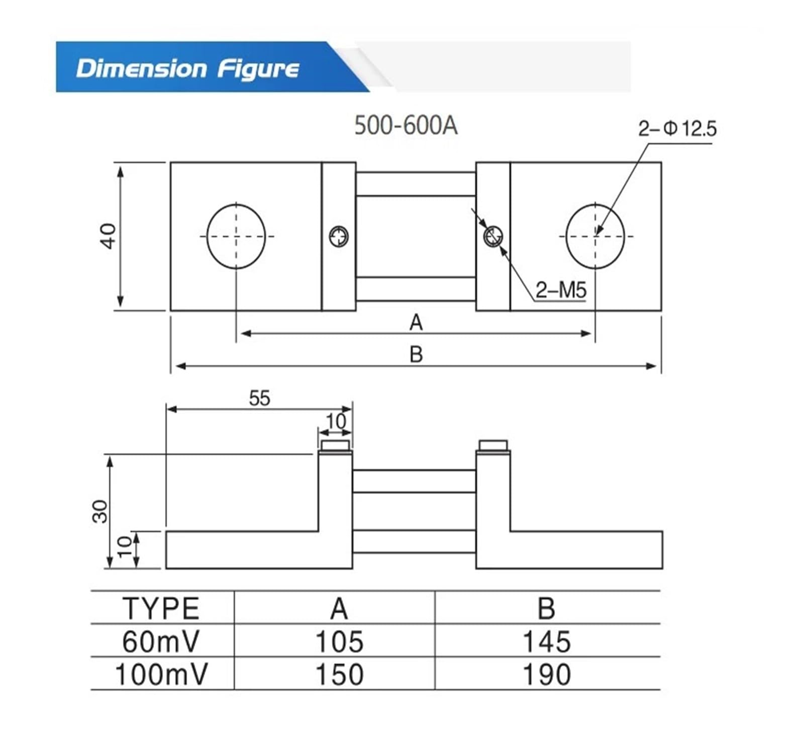 Podzielnik oporu shunt, FL-2D DC Shunt Resistor 250A-600A 60mV/100mV Brass Accuracy 0.5(60mv (Standard),500A)