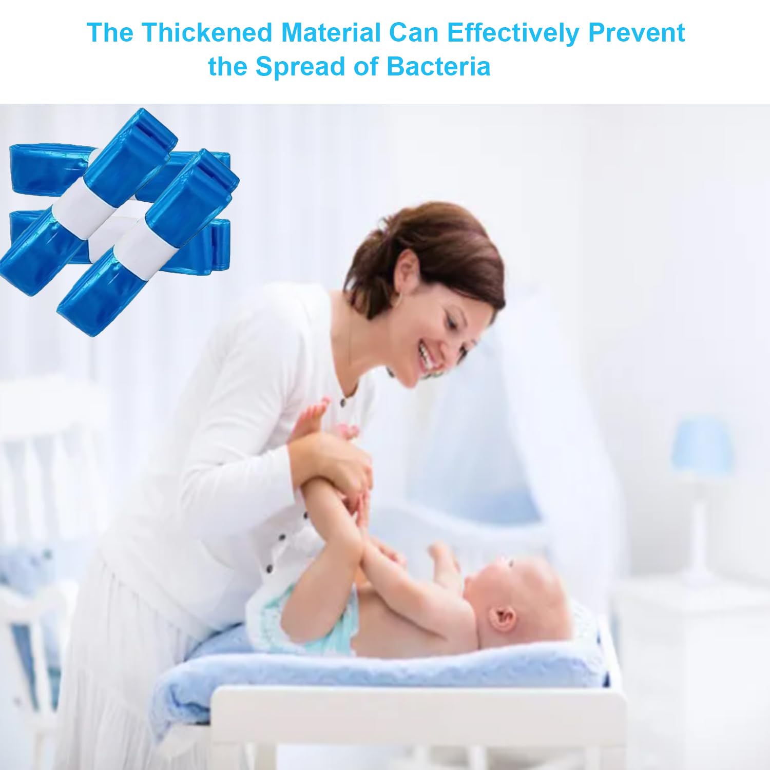 7 Pack Nappy Bin Refills Bags, Diaper Pail Refill Bags, Scented Refills Diaper Pail Disposal Sacks Holds 1890 Diapers, Compatible with Most Models of Trash Bins (7 Pack) - 4