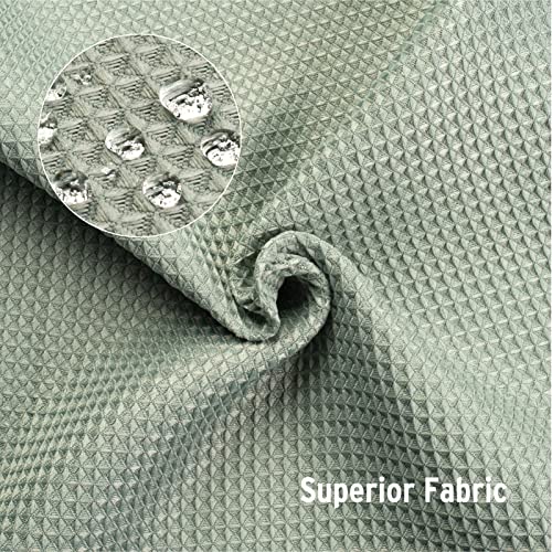 Image of AmazerBath Sage Green Shower Curtain Fabric, Waffle Shower Curtain Cloth, Heavy Duty 240GSM, Hotel Quality Bathroom Shower Curtains, 72 x 72 Inches