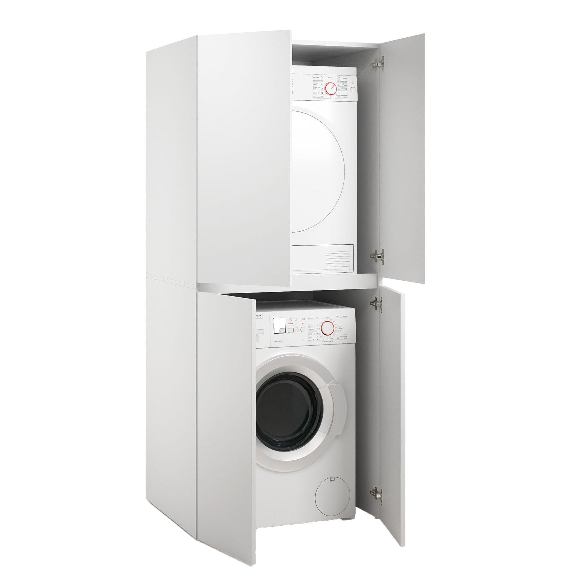 Dmora Armadio Multiuso Grande Lobelia 70x195h cm Bianco un Ripiano Apertura Battente, Porta Lavatrice e Asciugatrice Made in Italy