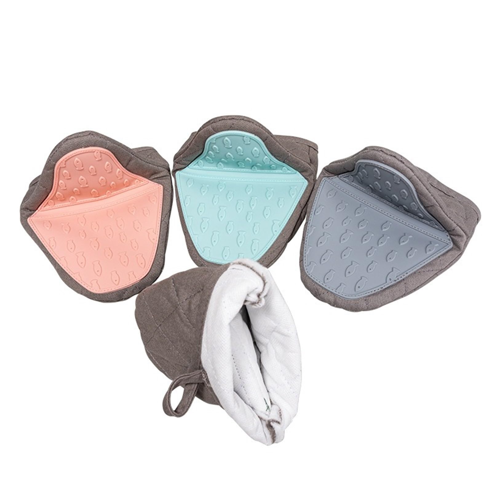 MRKU Guanti da Forno Guanti da Cucina antiscottatura multifunzionali in Silicone a Forma di Pesce Portaposate