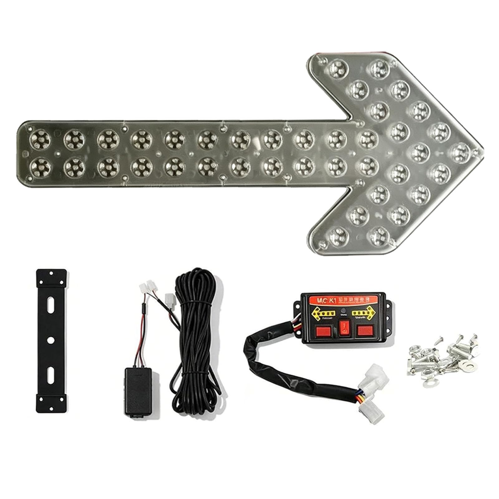 Luminoso Advertencia Flecha Intermitente Vehicular Luz Flecha LED, 1‑Pack | 12V-24V, 480 LED, 60CM, Incluye Accesorios de Instalación, Frecuencia de Parpadeo: 60-100 veces/minuto