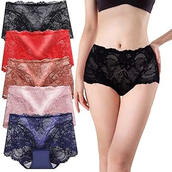 Women's Sexy Lace Panties High-Rise Tummy Control Lingerie