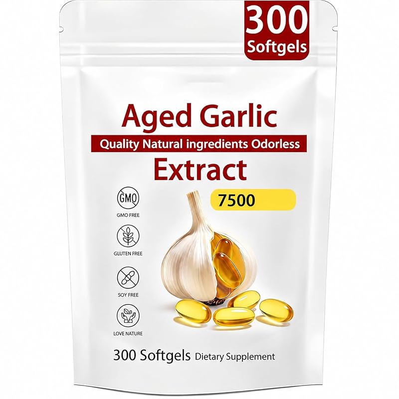 GROHESE Suplemento para a saúde cardiovascular com extrato de alho envelhecido orgânico, cápsulas softgel sem odor, 300 cápsulas