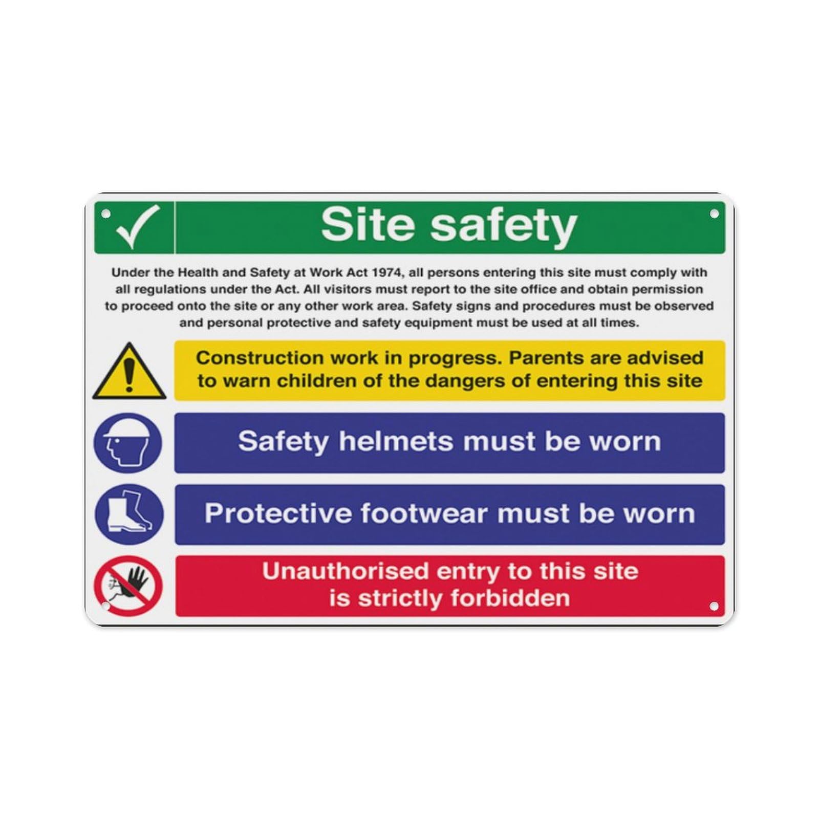 peiyeety Multi Hazard Site Safety Protective Footwear Aluminum Tin Warning Signs For Home Outdoor Garden 8X12 Inches