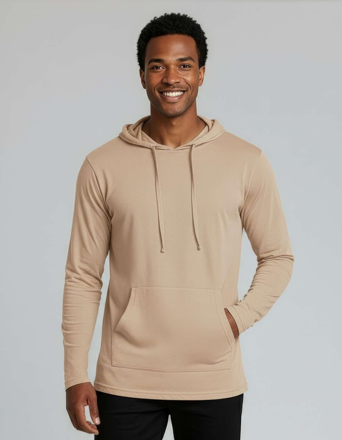 Real Essentials 3 Pack: Men's Cotton Lightweight Casual Pullover Drawstring Hoodie With Pocket (Available In Big & Tall) - Image 2