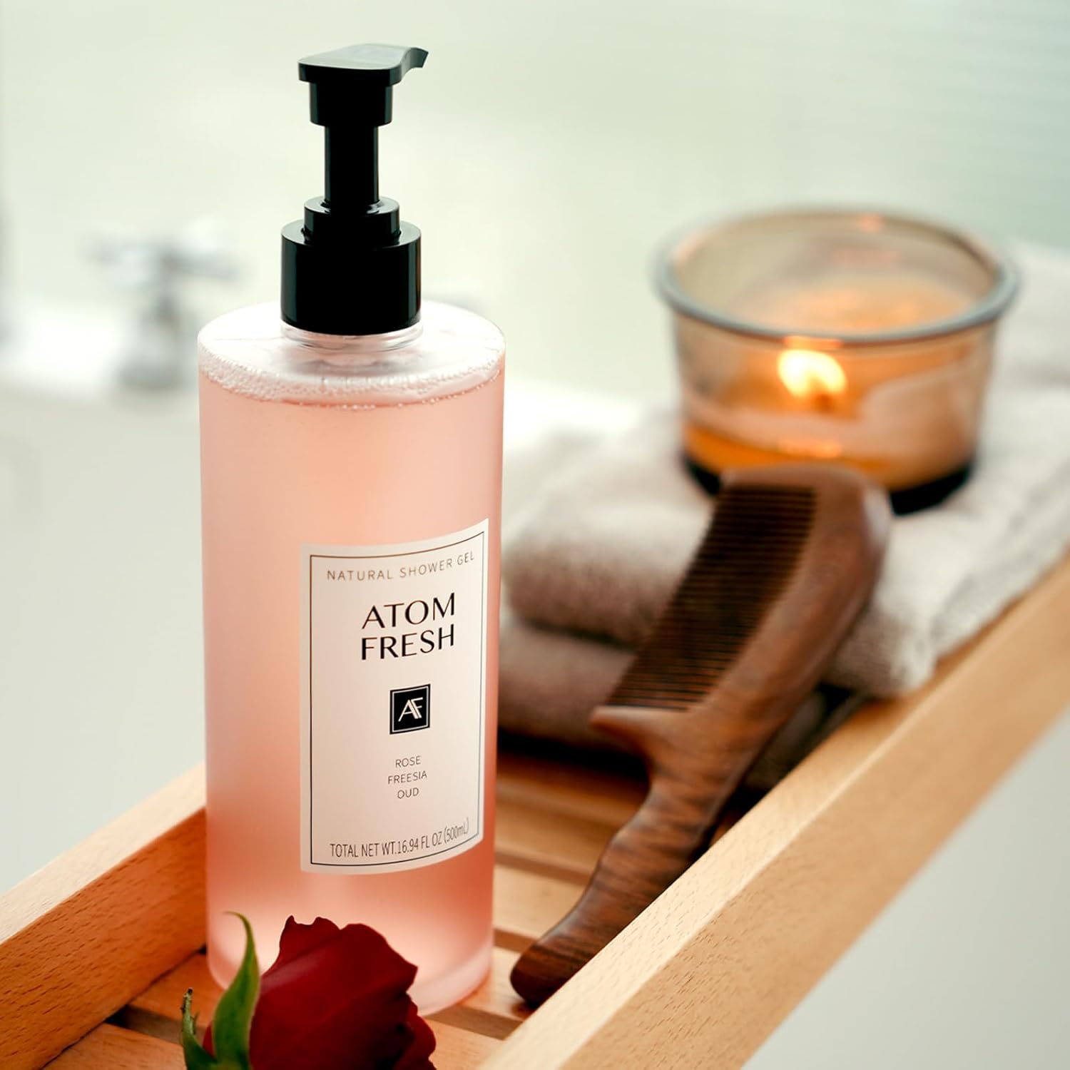 Atom Fresh Fine Fragrance Body Wash – Rose Freesia Oud Scent | Gentle Amino-Acid Cleanser with Oat, Soapberry & Vitamin E | Plant-Based & Sulfate-Free, 16.94 fl oz - Image 8