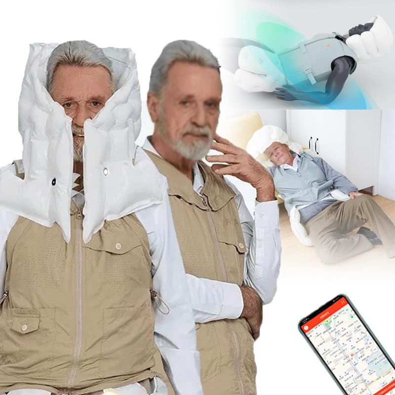 Chaleco Anticaídas Con Airbag Inteligente Para Personas Mayores, Con Activación Del Airbag En 0,01 Segundos Y Posicionamiento Por Bluetooth,Khaki-XXL