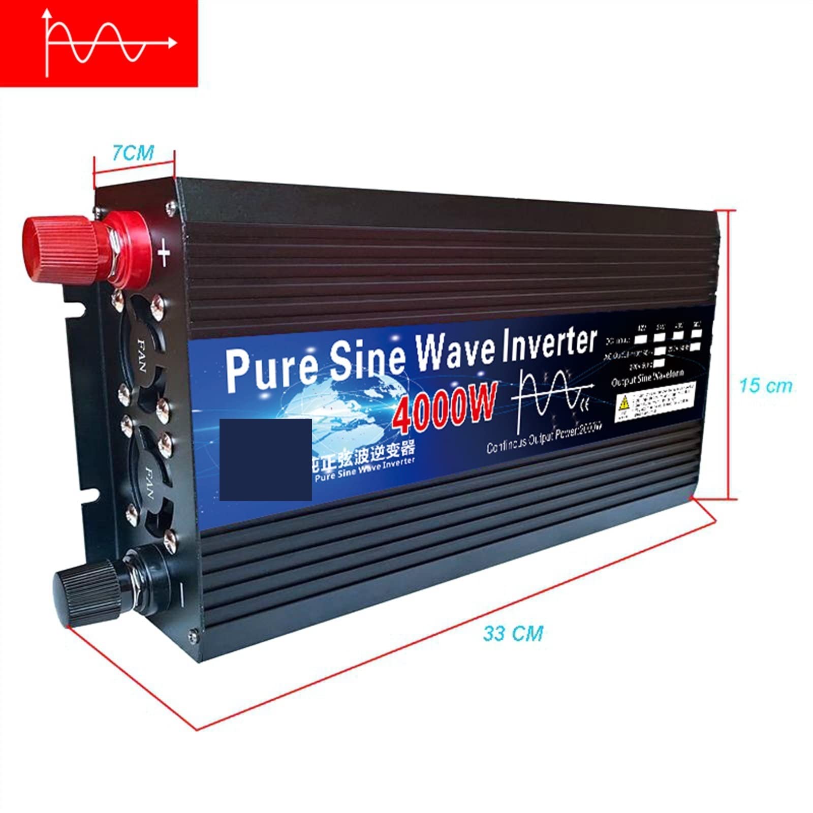 Przetwornica Napięcia, Czysta fala sinusoidalna przetwornica 12V 24V 48V 60V 220 3000w 4000w transformator napięcia słonecznego DC12V do AC konwerter LED(4000w,60V_50HZ_UPGRADE)