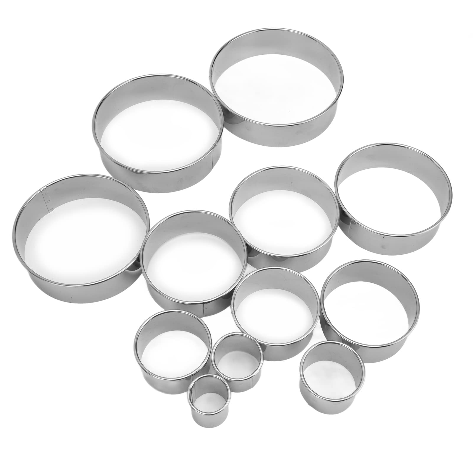 Runde Kuchenringformen Aus Edelstahl – 7,5 Cm Durchmesser, Mit Schieber & Transferplatte, Nahtlos