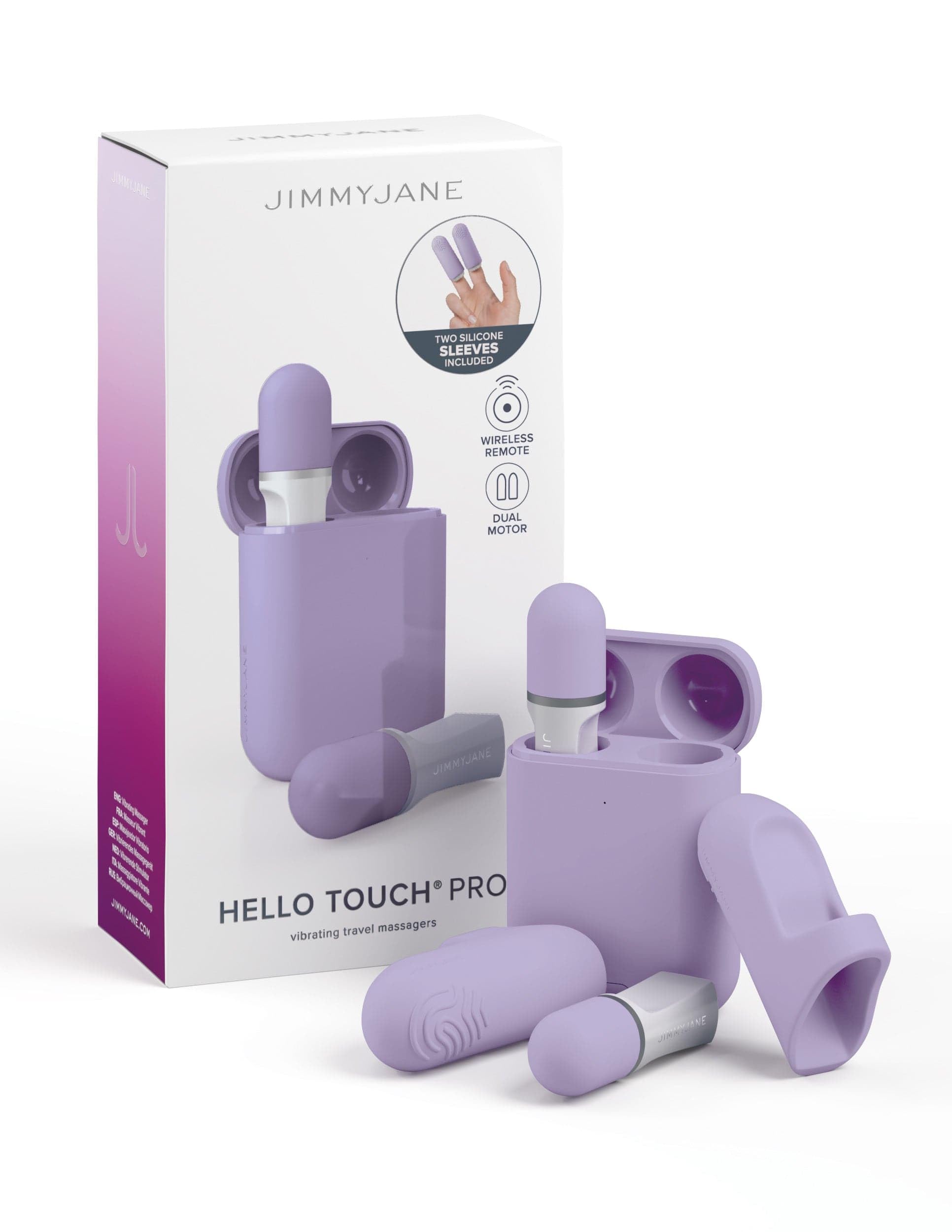 JimmyjaneHello Touch Pro Rechargeable Finger Vibrators, Set of Two with Silicone Sleeves & Rechargeable Travel Case