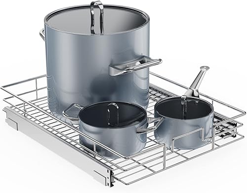 ROOMTEC Organizador de gabinete extraíble, estantes extraíbles para gabinete, 17 pulgadas de ancho x 18 pulgadas de profundidad, cajones de gabinete