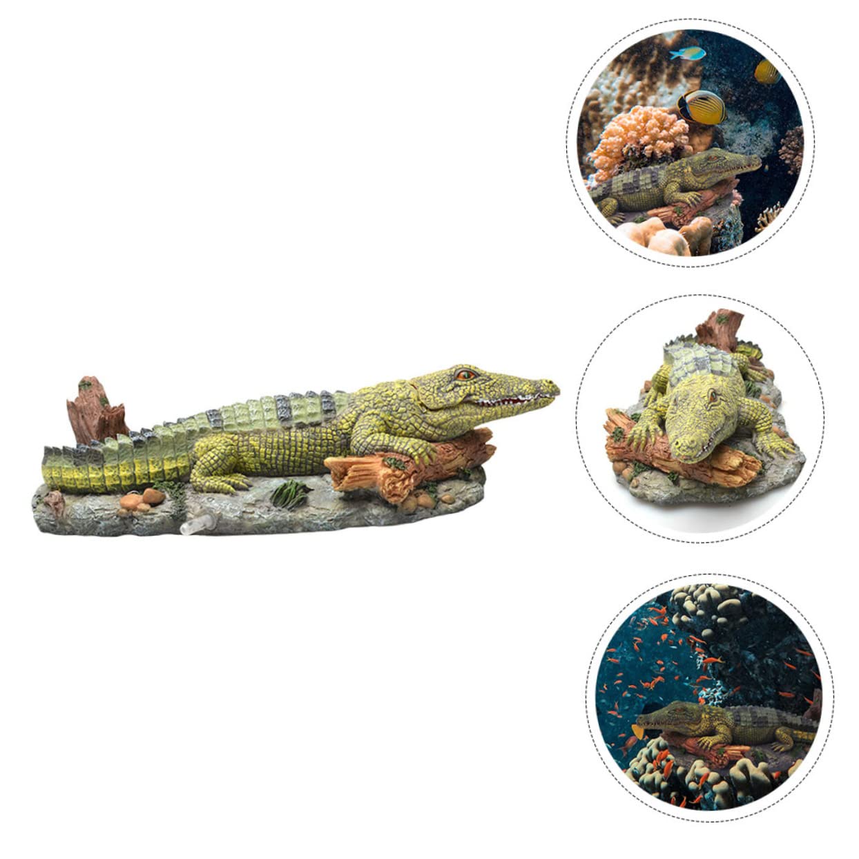 BESPORTBLE 2stücke Aquarium Dekoration -krokodil Statue Für Fischbecken Und Künstliche Dekoration Für Aquarien Und Terrarien Luftbetriebene Kunstwerke