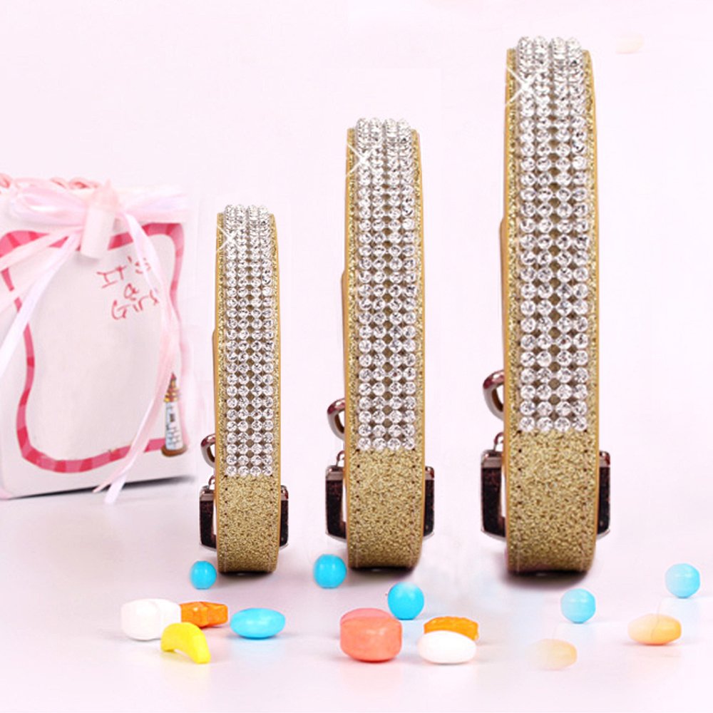 Pet's House Dog Collars for Large Dogs Female Bling Personalized Girl Gold Pitbull Leather Purple Spikes Sparkle Training Thick Shock