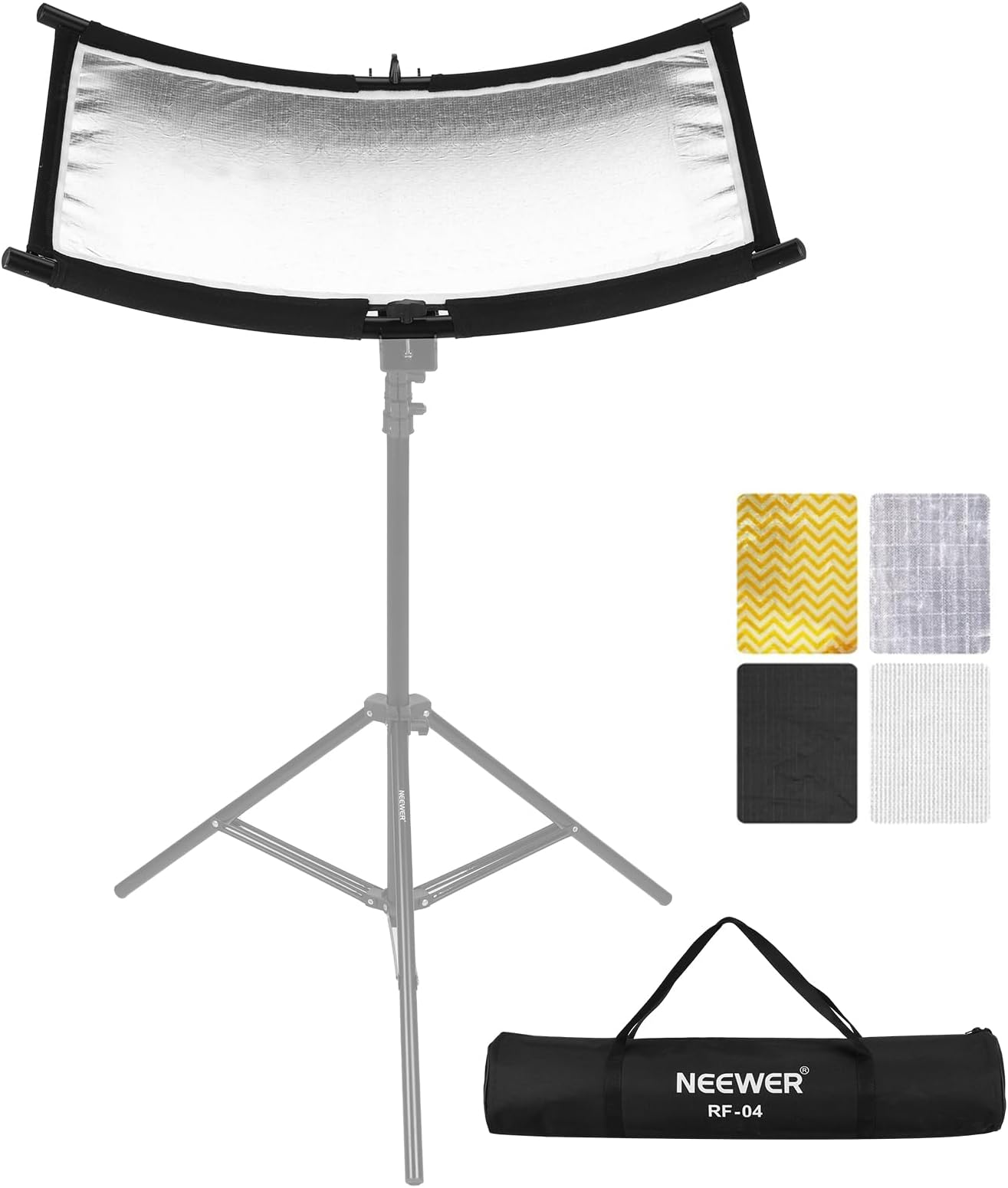 U Type Light Diffuser Reflector for Studio and Photography Situation with Carrying Case, Arclight Curved Reflector 30"x18"/75x40cm in Black/White/Gold/Silver (Light Stand Not Included), RF-04