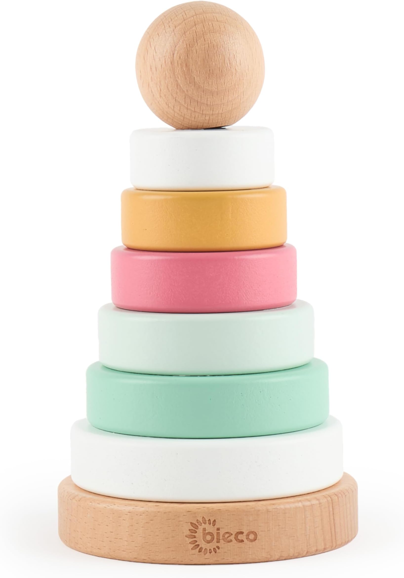 BIECO Stacking Tower Baby Berry | Sustainable FSC® Wood | 19 cm | Stacking Toy 1 Year + | Wooden Rings Baby | Wooden Tower | Toys 1 Year +
